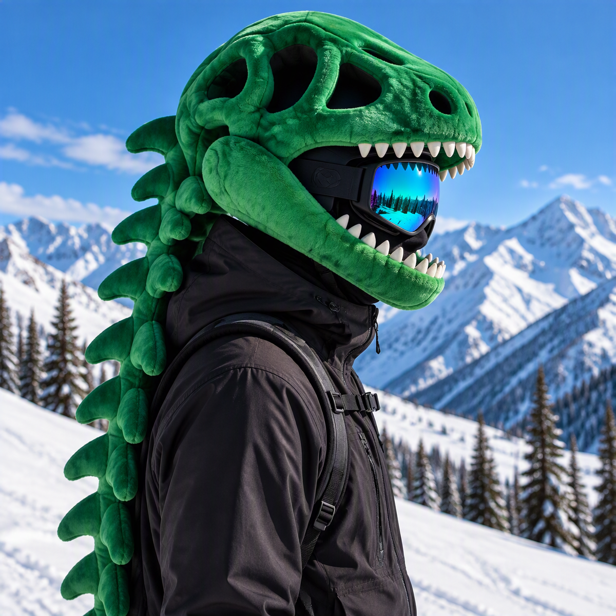 Green Bonk Head side view showing the skull and spine